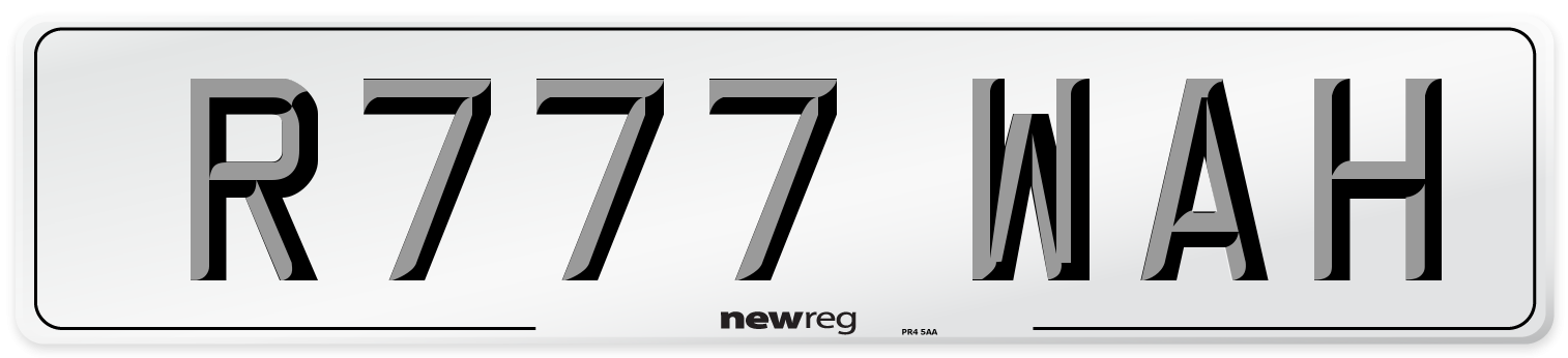 R777 WAH Number Plate from New Reg